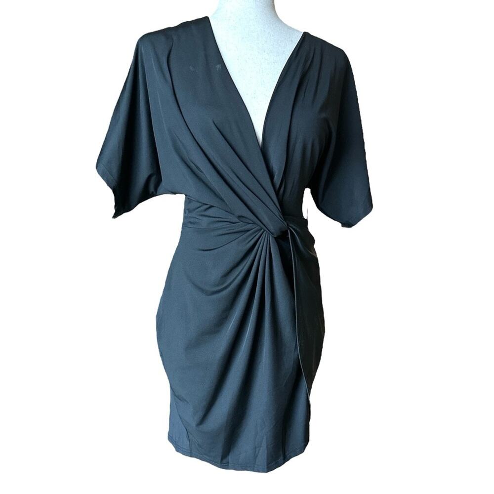 Slinky Little Black Mini Dress Coverup - Lightweight, Slip-On, Size L